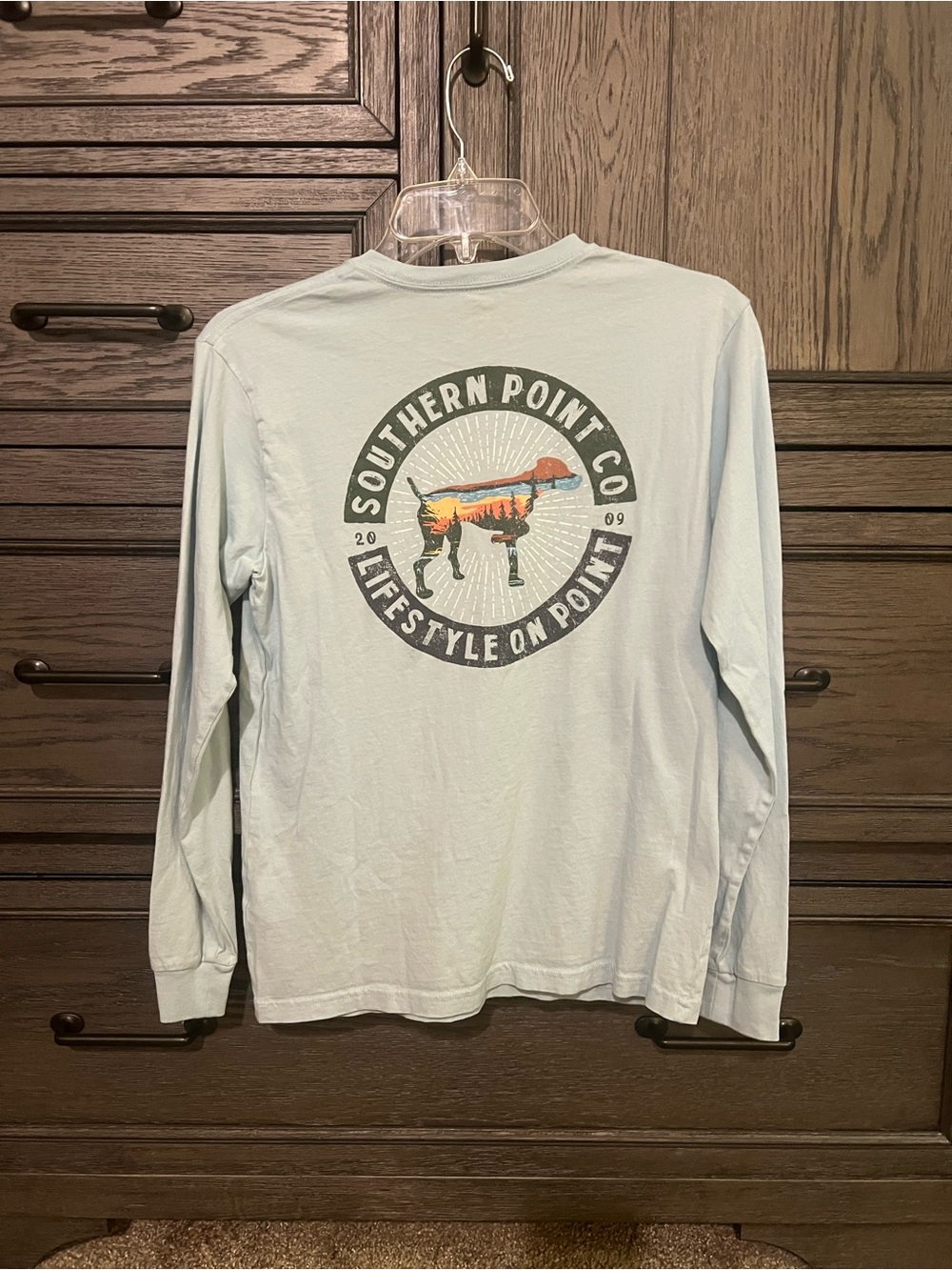 Southern Point Youth Long Sleeve Tee - Light Blue with Graphic